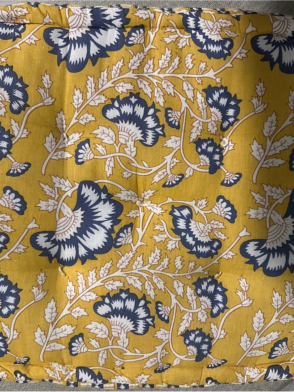 Mustard Floral Accent cushion with Navy and Cream Botanical Print